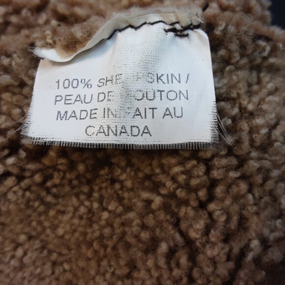 Vintage Brown Sheepskin Aviator Hat Suede Trapper Cap Canada Small Indie Grunge - Picture 5 of 5